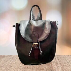 Clava Black Pebbled Leather Backpack (Unisex)